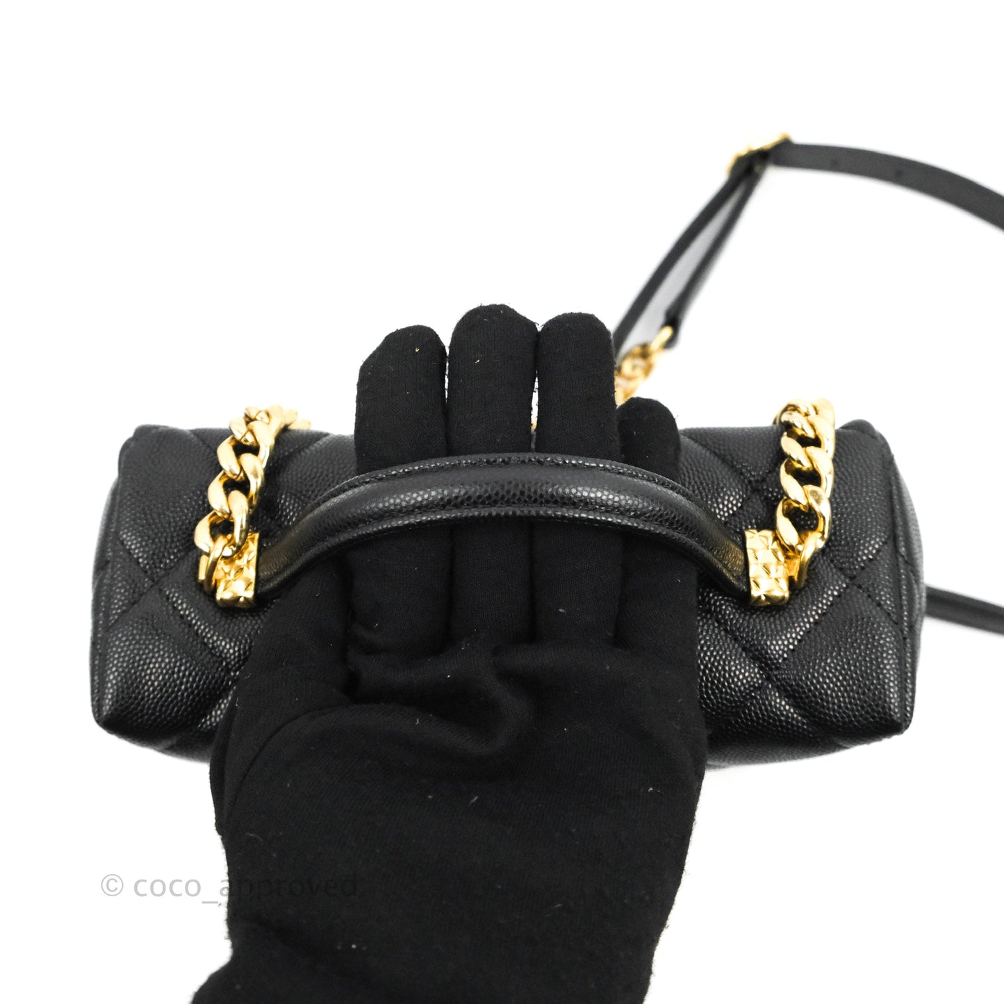 Chanel Small Vanity Flap Bag With Handle Black Caviar Gold Hardware 23C
