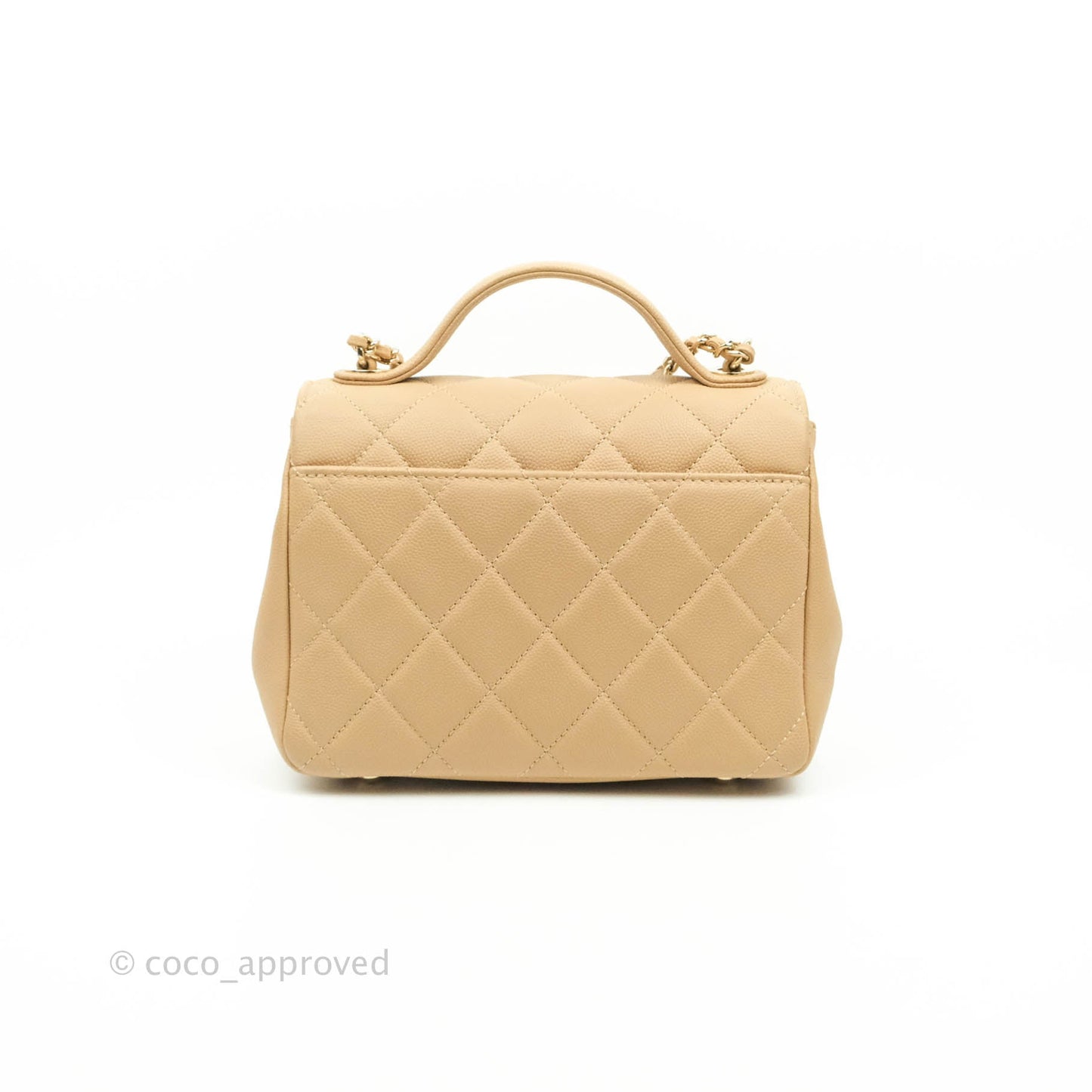 Chanel Quilted Small Business Affinity Flap Dark Beige Caviar Light Gold Hardware