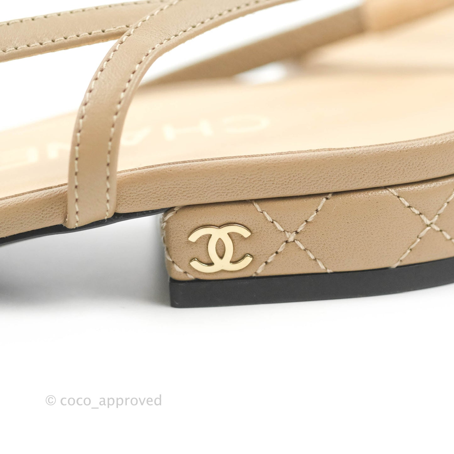 Chanel Patent Calfskin Black & Quilted Beige Lambskin Slingbacks Size 36.5