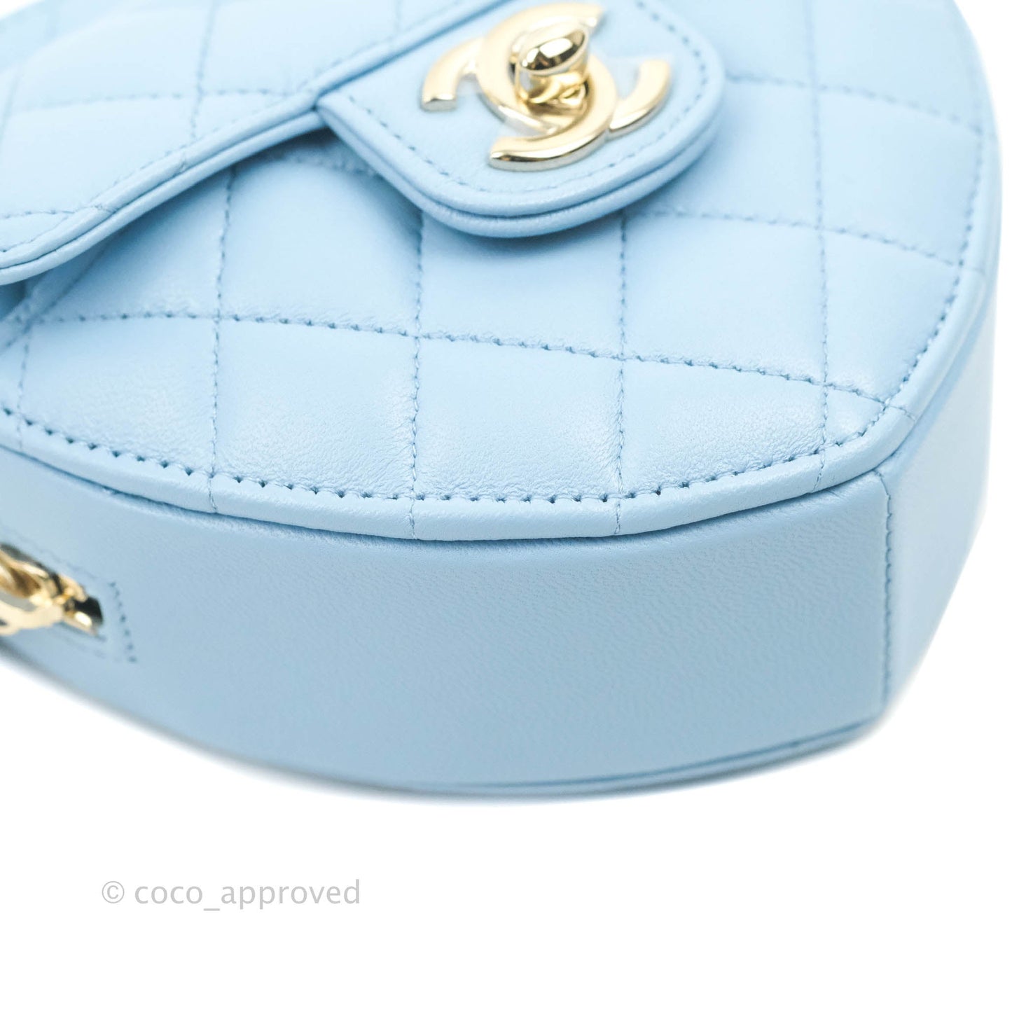 Chanel Small Heart Bag Blue Lambskin Gold Hardware 22S