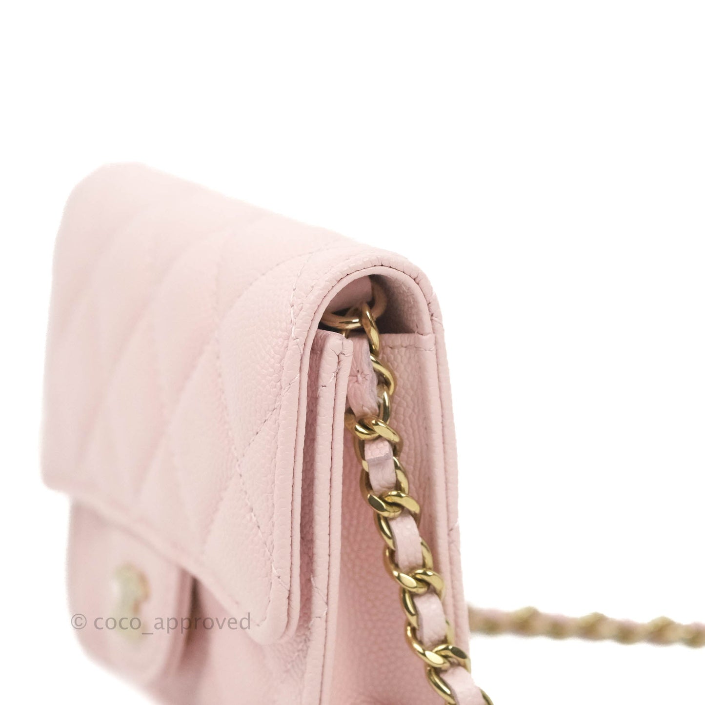 Chanel Mini Wallet With Chain Light Pink Caviar Gold Hardware