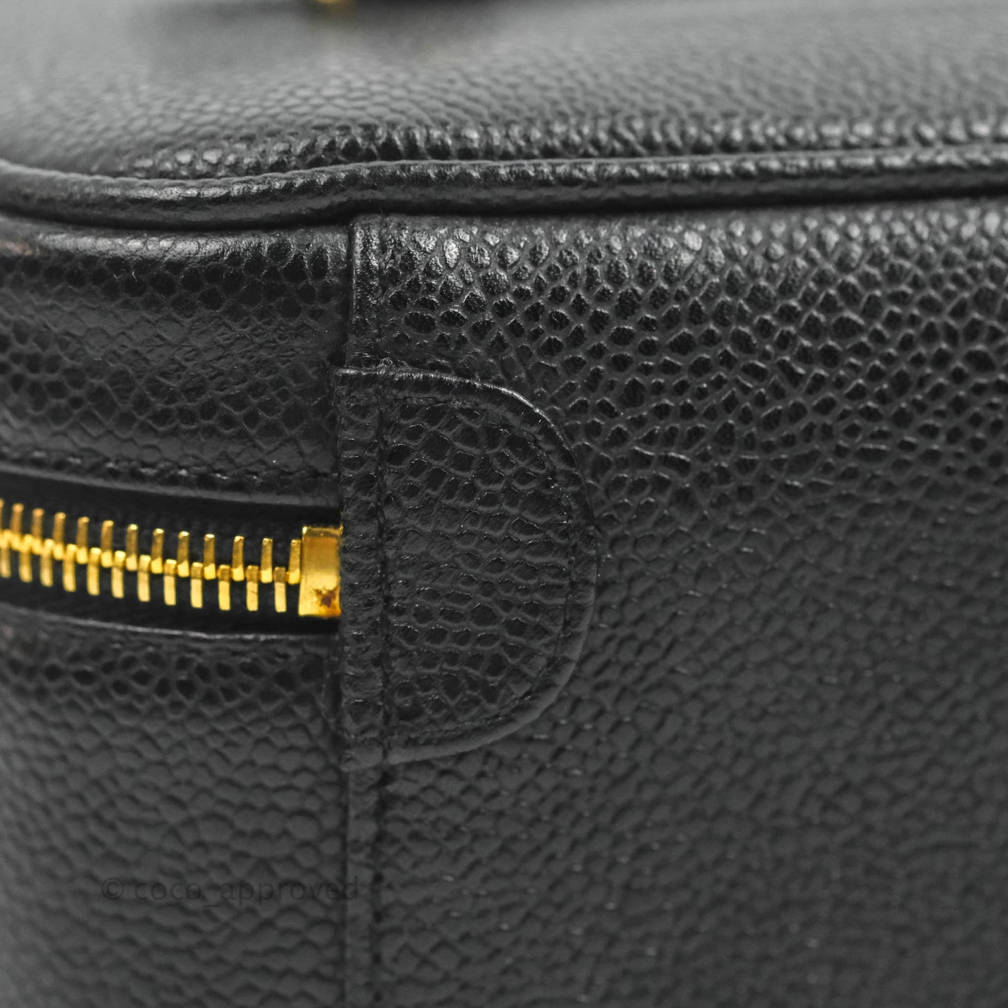 Chanel Vintage Vanity Case Black Caviar Gold Hardware