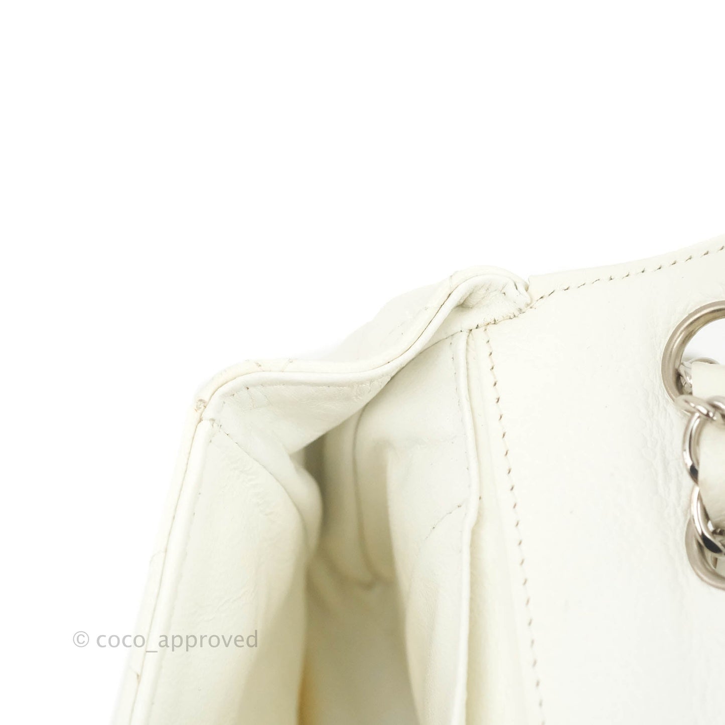 Chanel Quilted East West Flap White Soft Caviar Silver Hardware