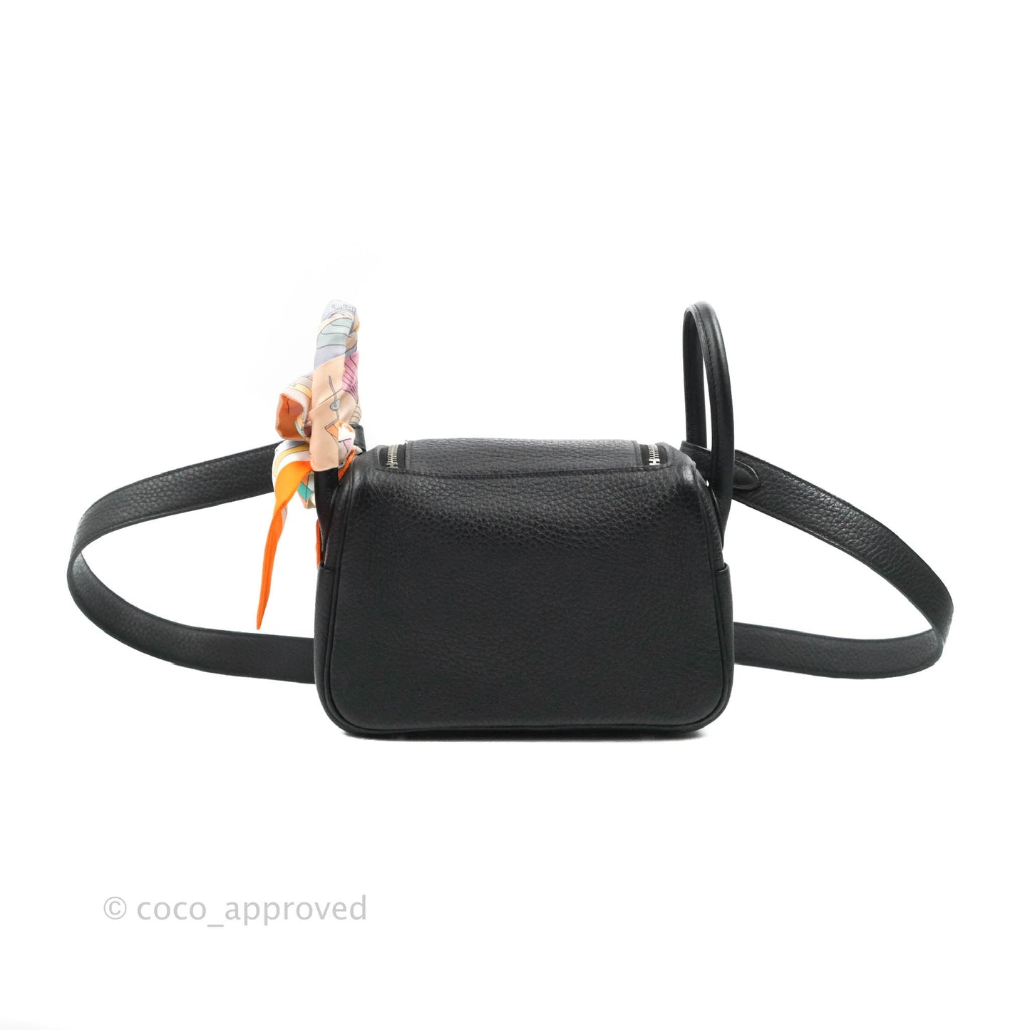 Hermès Mini Lindy 20 Taurillon Clemence Black Palladium Hardware With Twilly