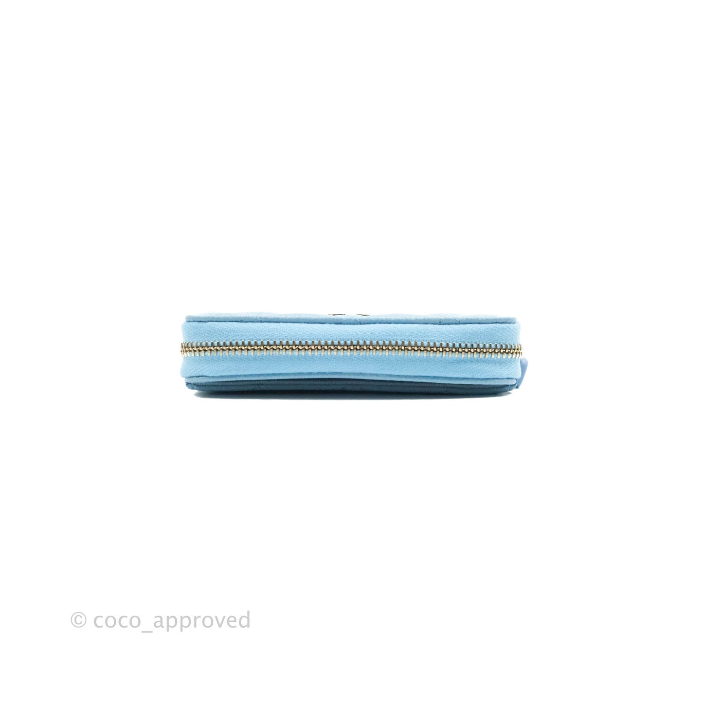 Chanel Classic Zipped Coin Purse Light Blue Caviar Gold Hardware