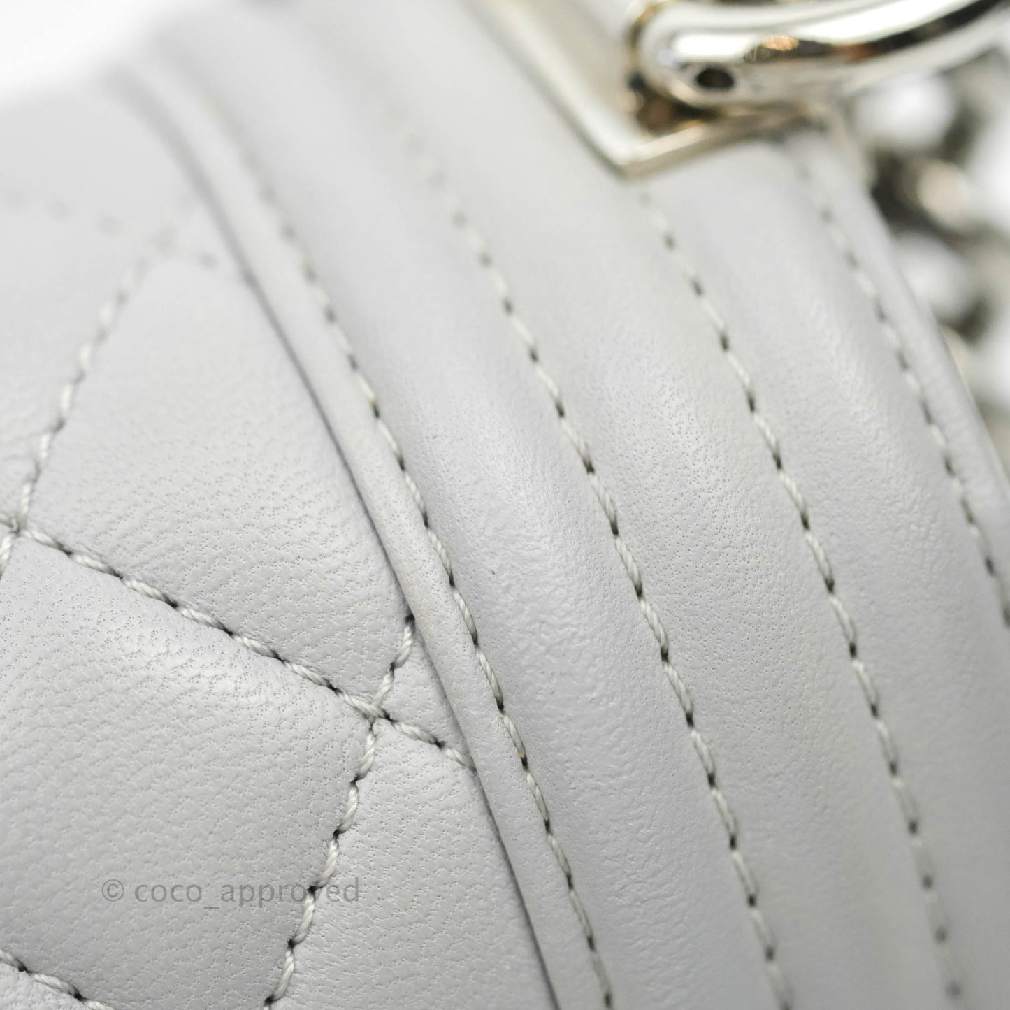 Chanel Quilted Medium Boy Grey Lambskin Silver Hardware
