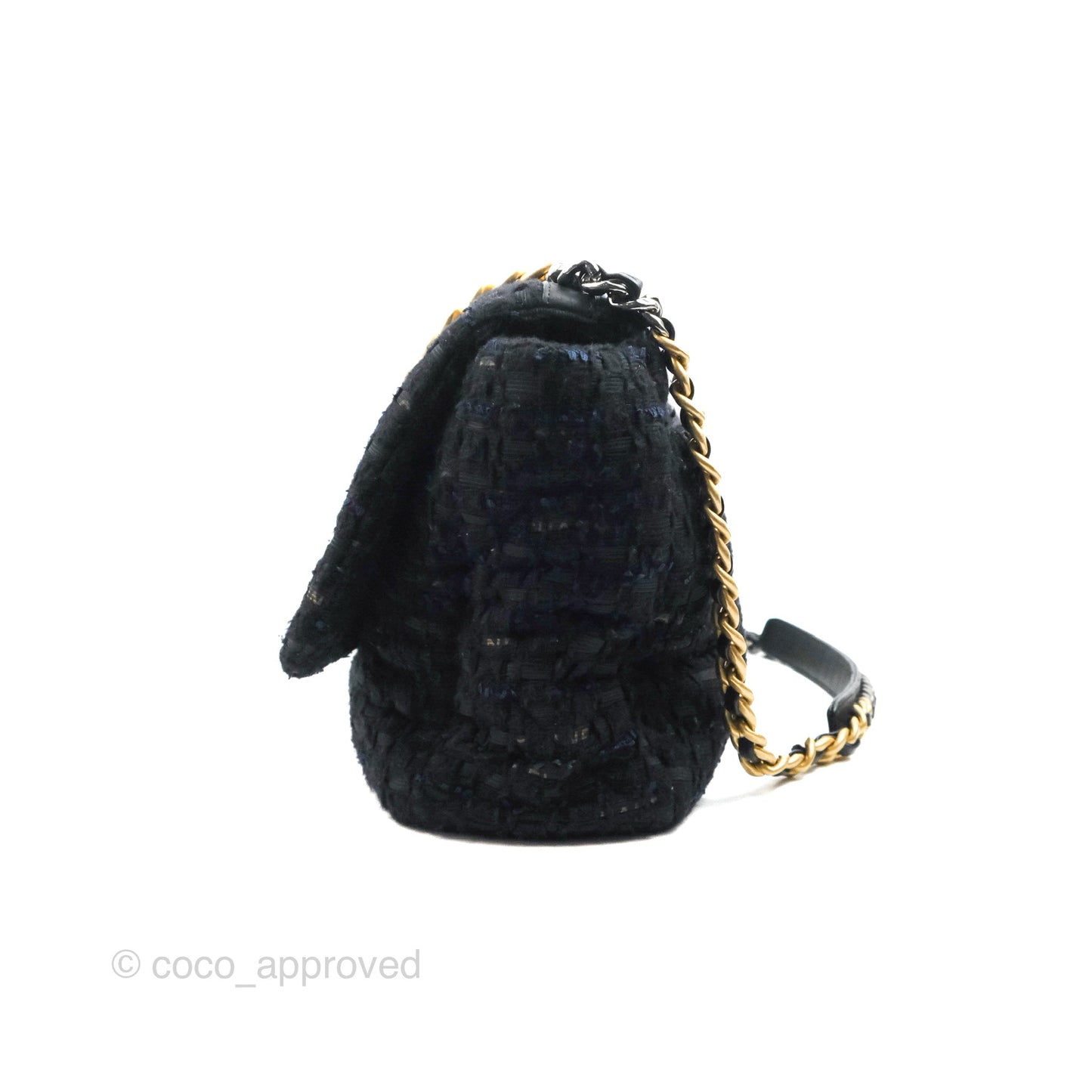 Chanel 19 Maxi Flap Bag Black Tweed Mixed Hardware