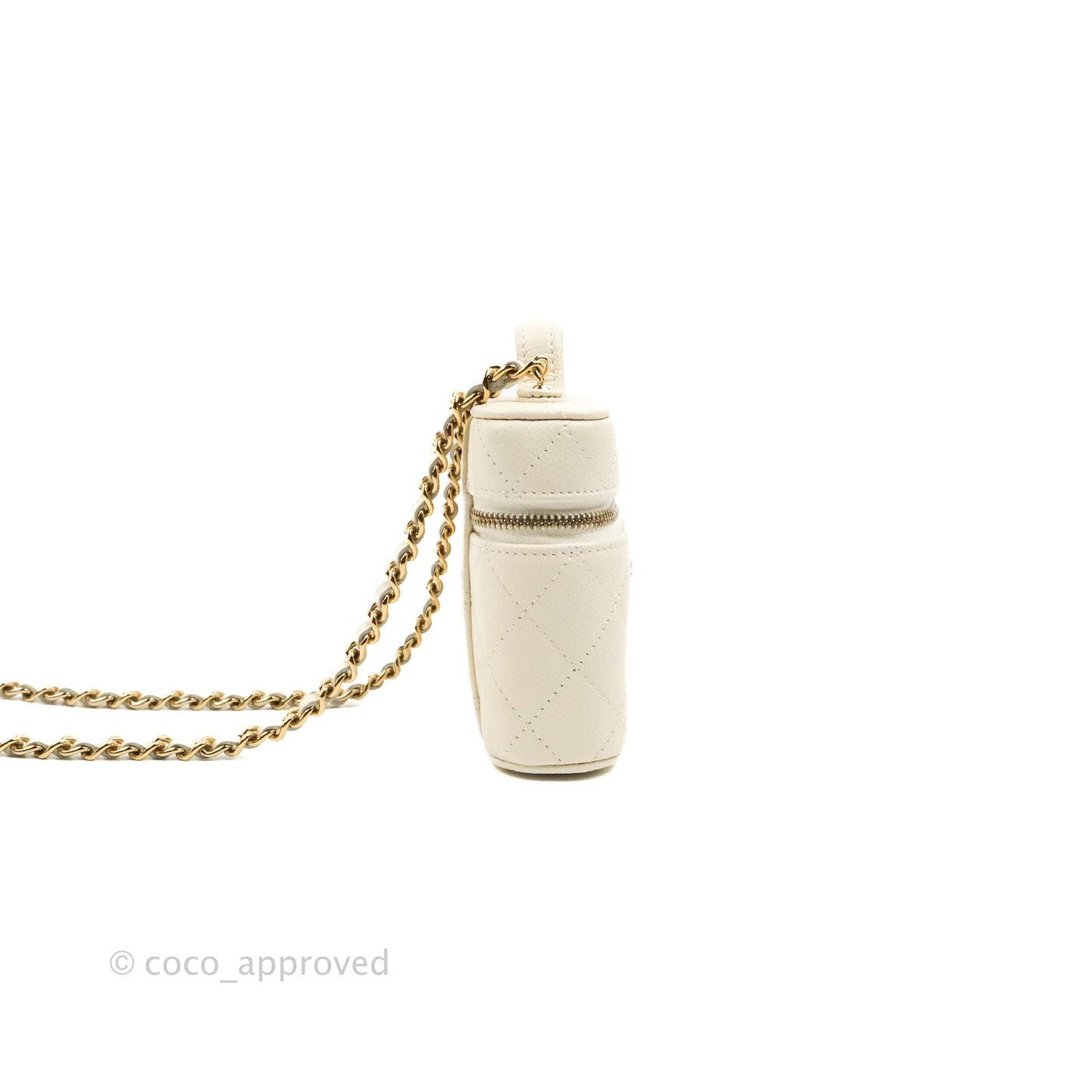 Chanel Quilted Small Handle With Care Vanity Case With Chain Ivory Caviar Gold Hardware
