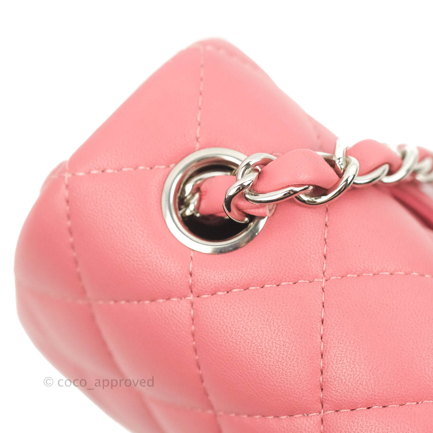 Chanel Quilted Mini Rectangular Flap Pink Lambskin Silver Hardware