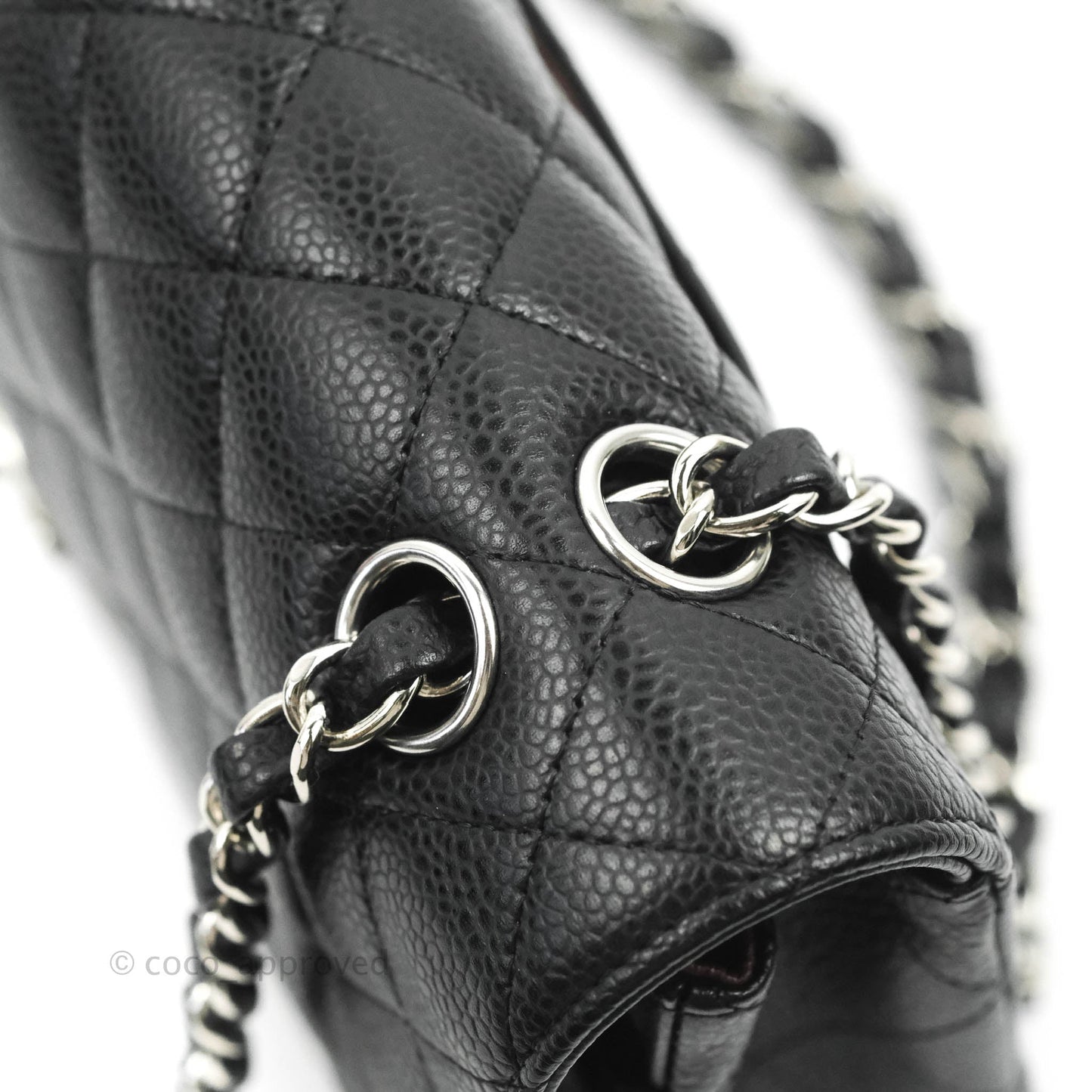 Chanel Quilted Classic M/L Medium Flap Black Caviar Silver Hardware