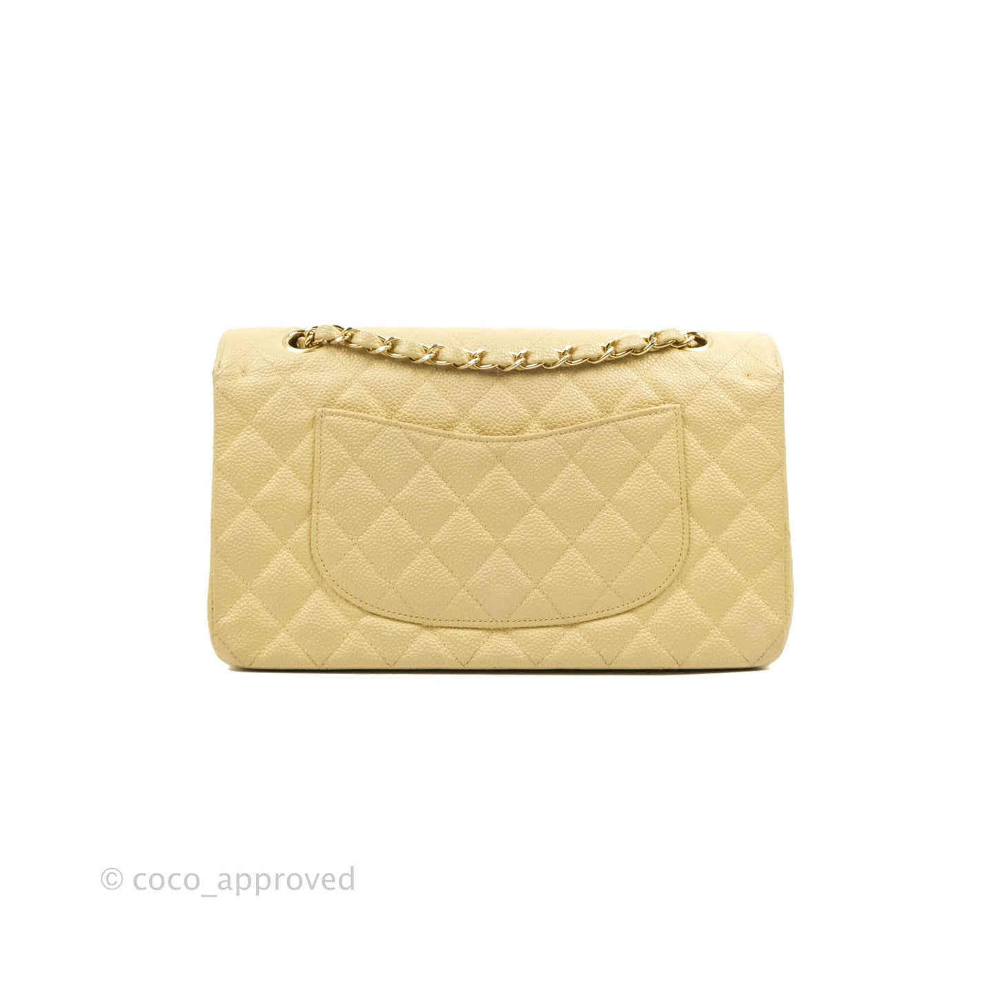 Chanel Vintage Classic M/L Medium Double Flap Bag Beige Caviar 24K Gold Hardware
