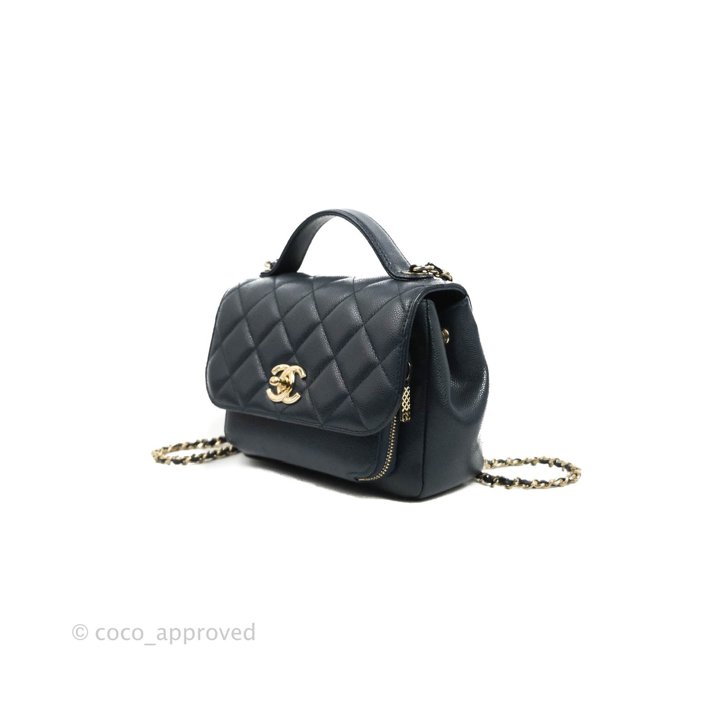 Chanel Quilted Small Business Affinity Flap Navy Caviar Gold Hardware