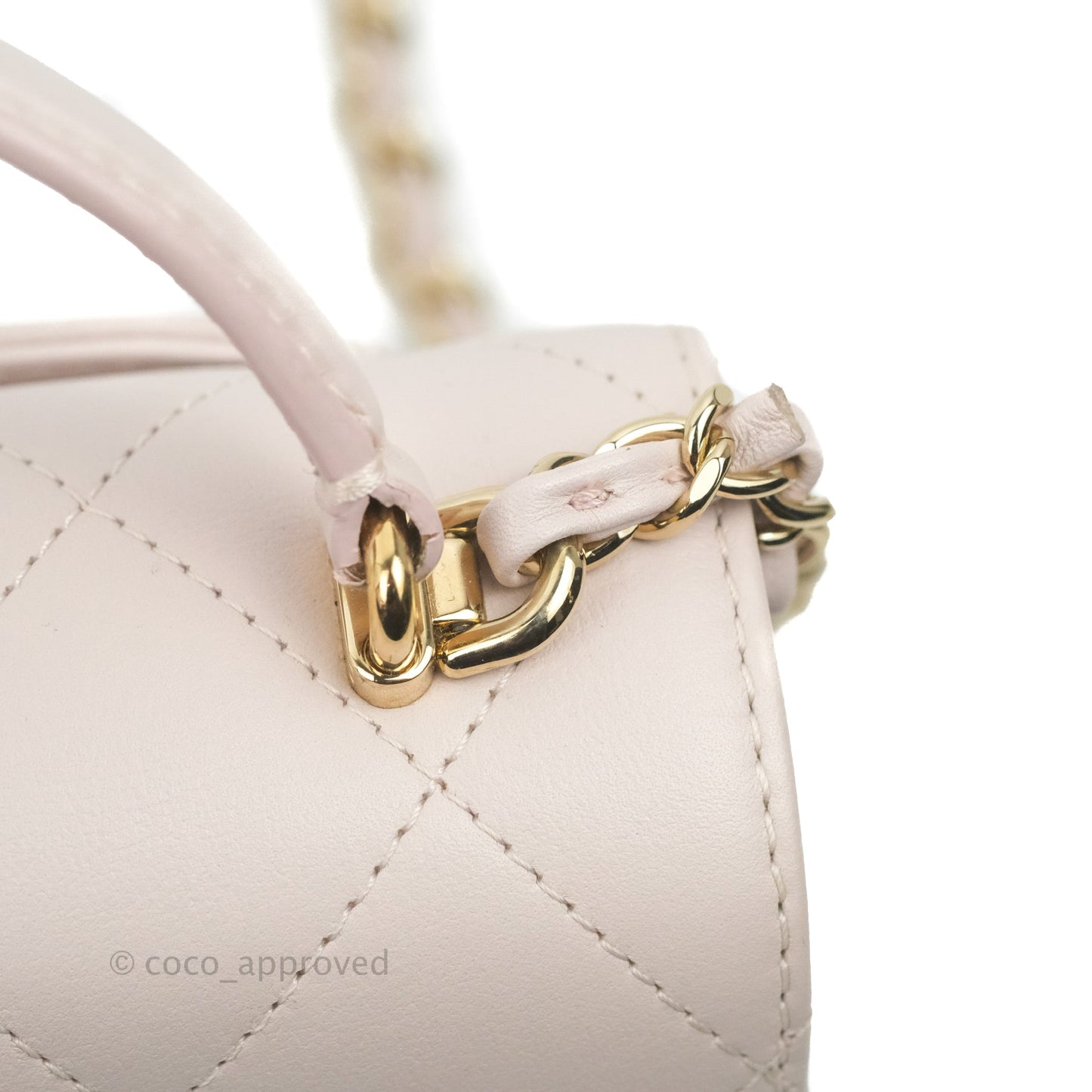 Chanel Small Coco Lady Quilted Flap Bag With Top Handle Light Pink Calfskin Gold Hardware