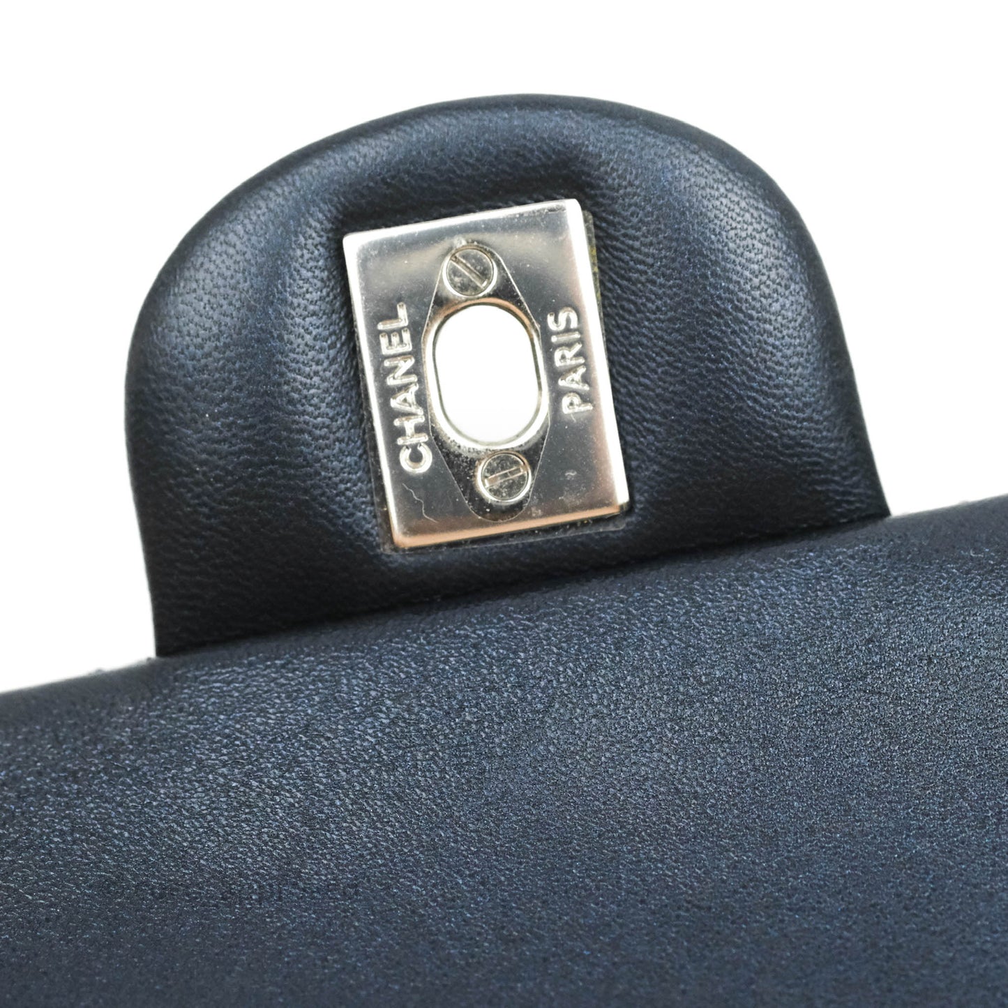 Chanel Quilted Mini Rectangular Lambskin Dark Navy Silver Hardware