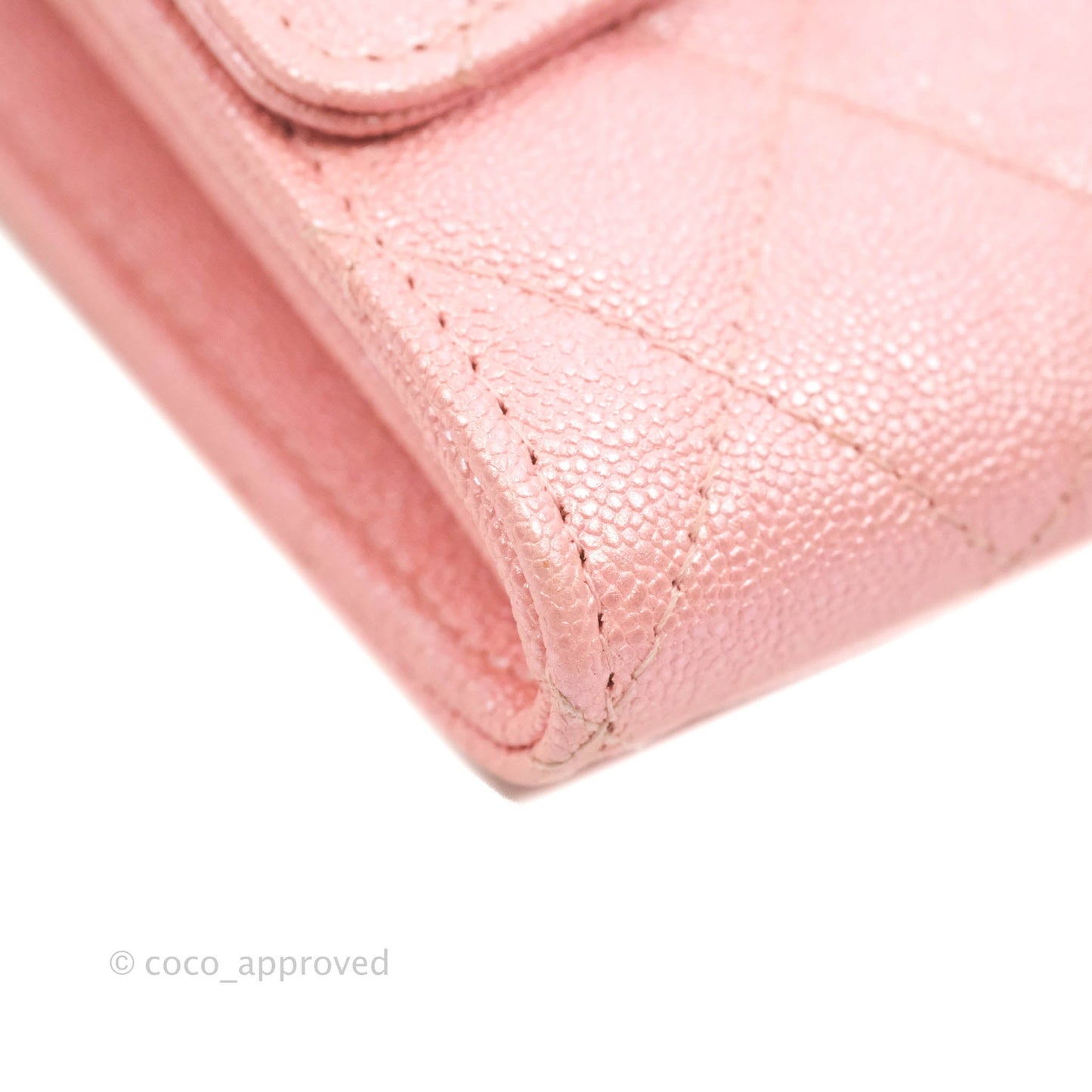 Chanel Mini Quilted Wallet On Chain WOC Caviar Iridescent Pink Gold Hardware 19S