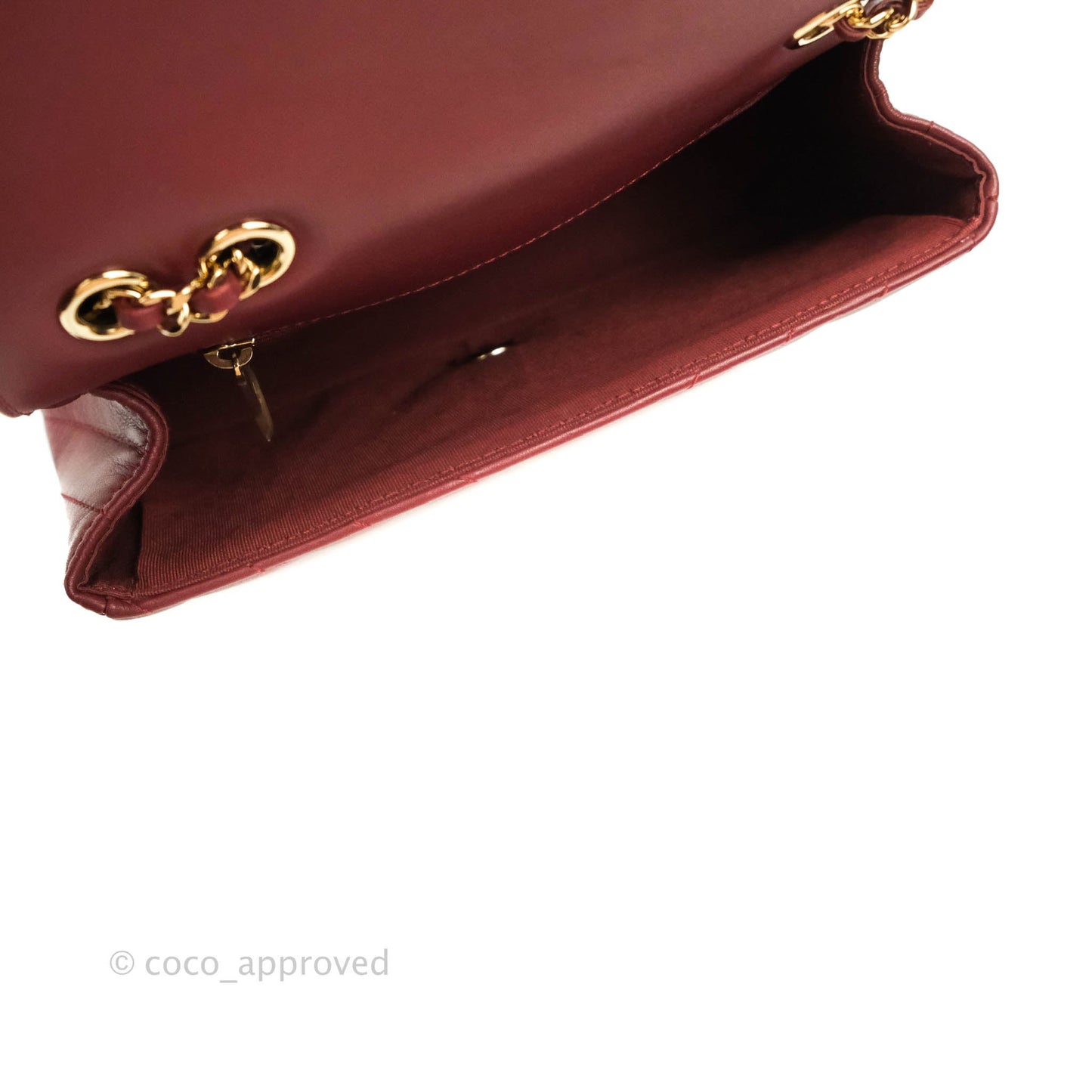 Chanel Small Statement Chevron Flap Bag Burgundy Lambskin Gold Hardware