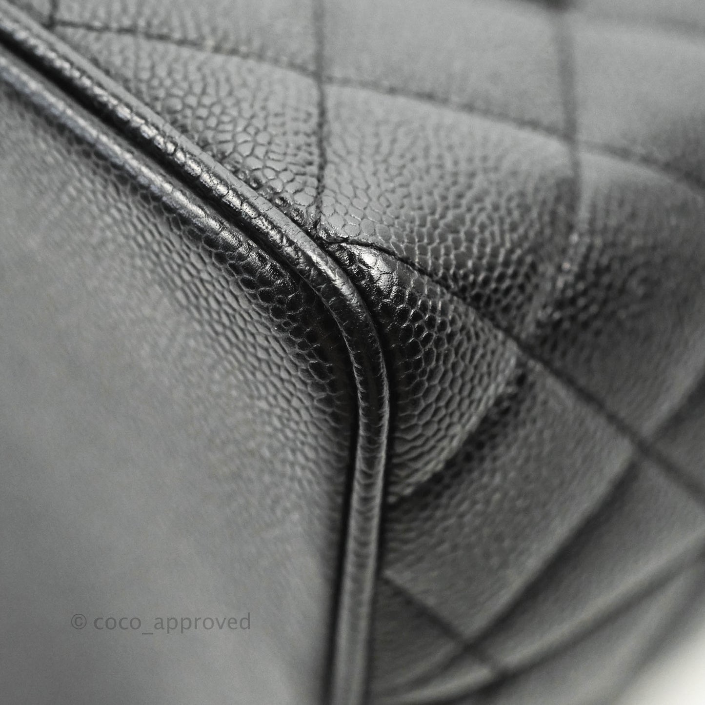 Chanel Medallion Vintage CC Black Caviar Tote Bag Silver Hardware
