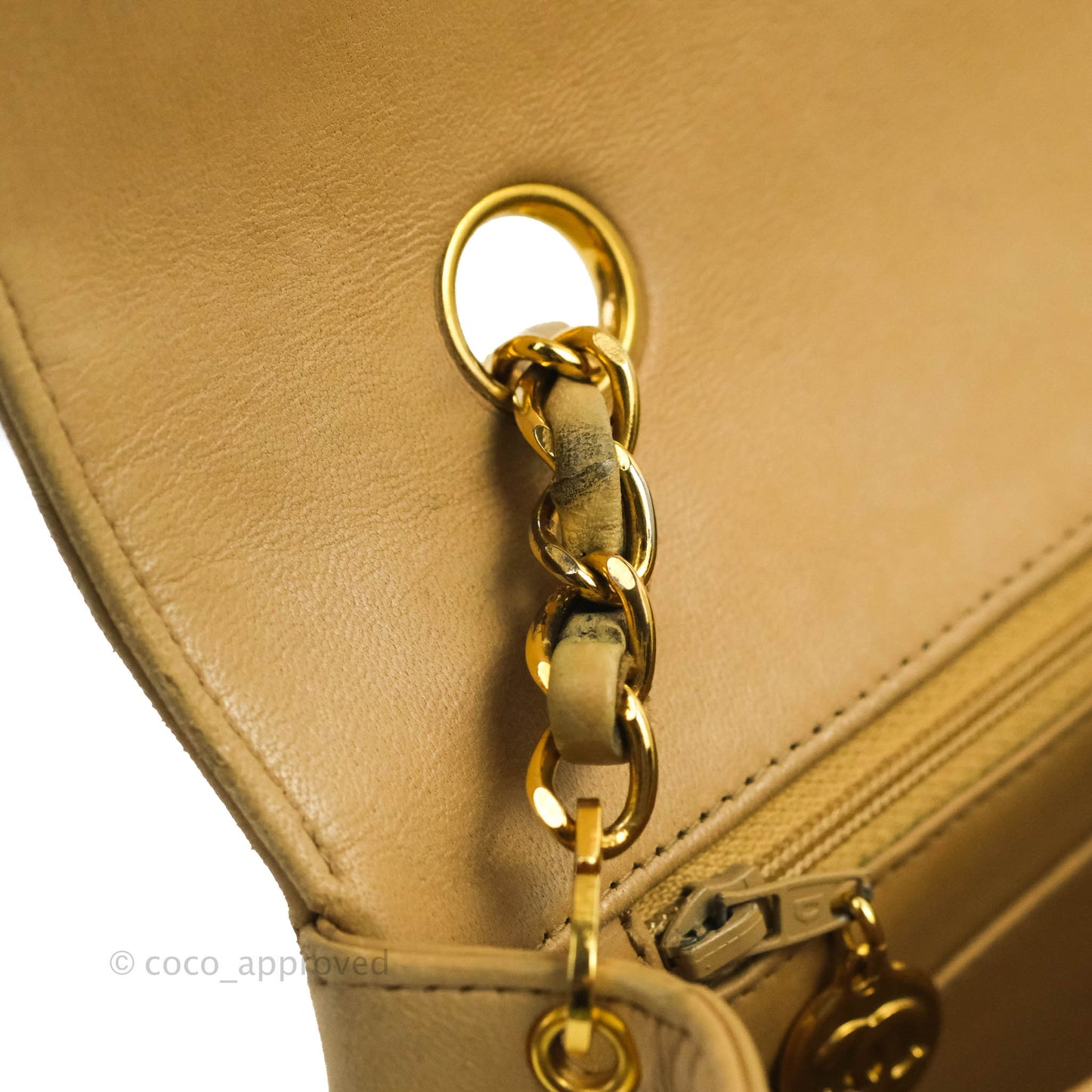 Chanel Vintage Small Quilted Classic Diana Flap Bag Beige Lambskin 24K Gold Hardware