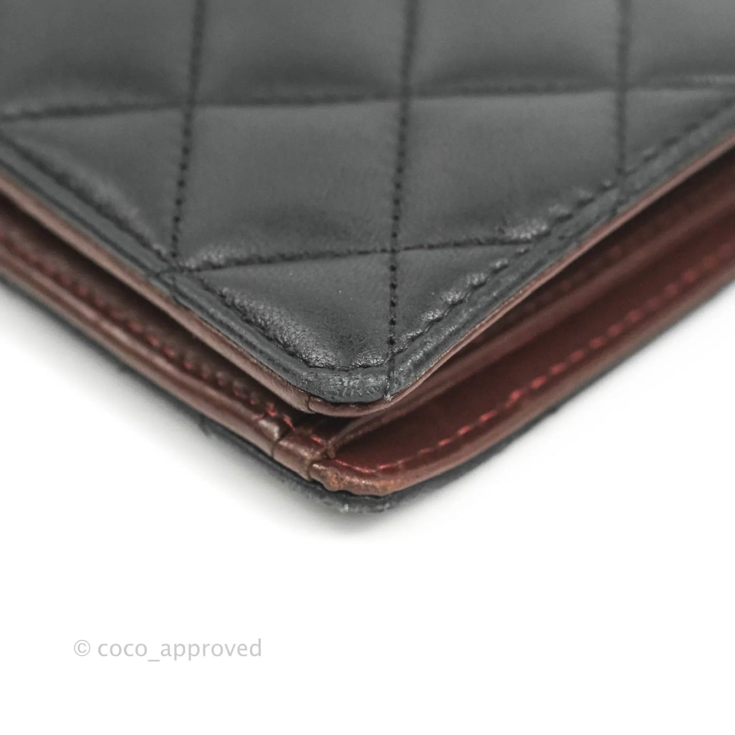 Chanel Quilted Long Wallet Black Lambskin Silver Hardware