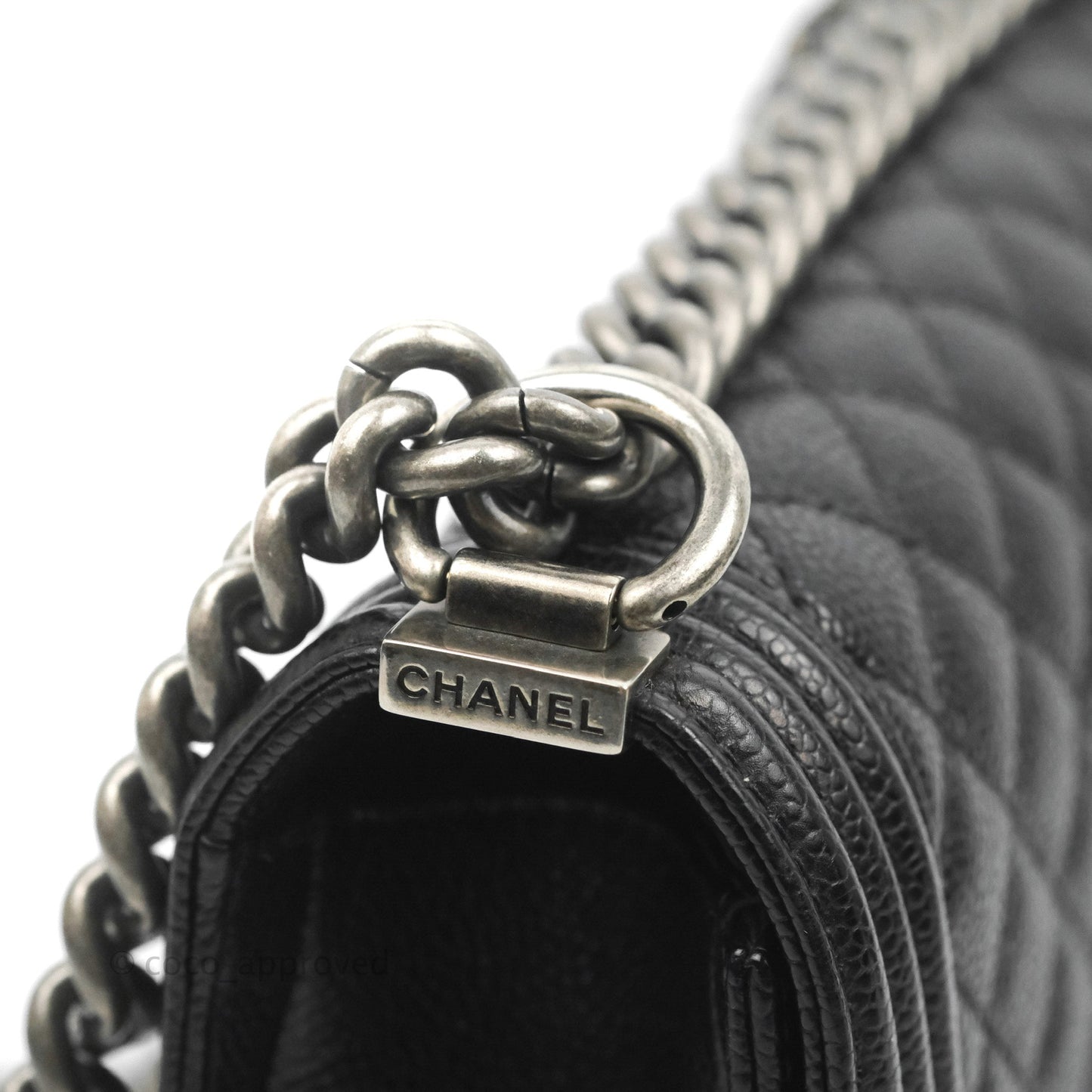 Chanel Quilted Medium Boy Black Caviar Ruthenium Hardware