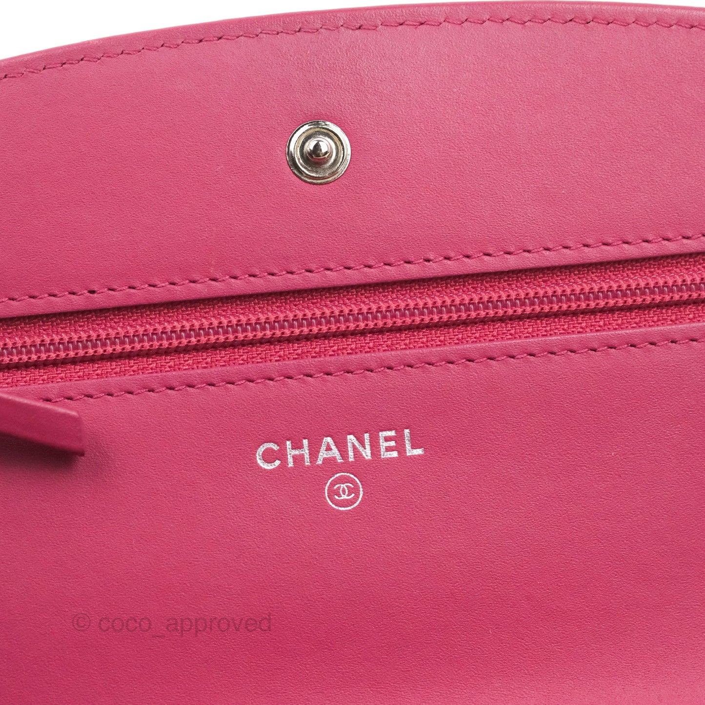 Chanel Wallet on Chain WOC Quilted Red Patent Ruthenium Hardware