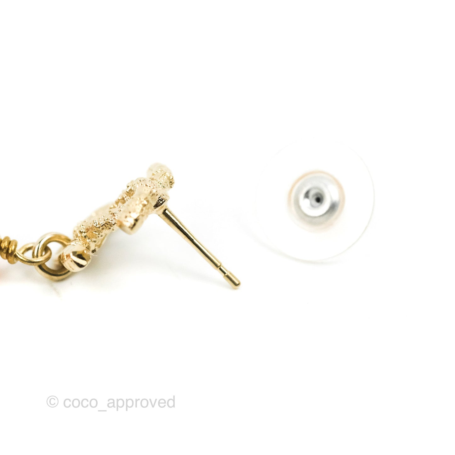 Chanel CC Orange Resin Long Drop Earrings Gold Tone 18C
