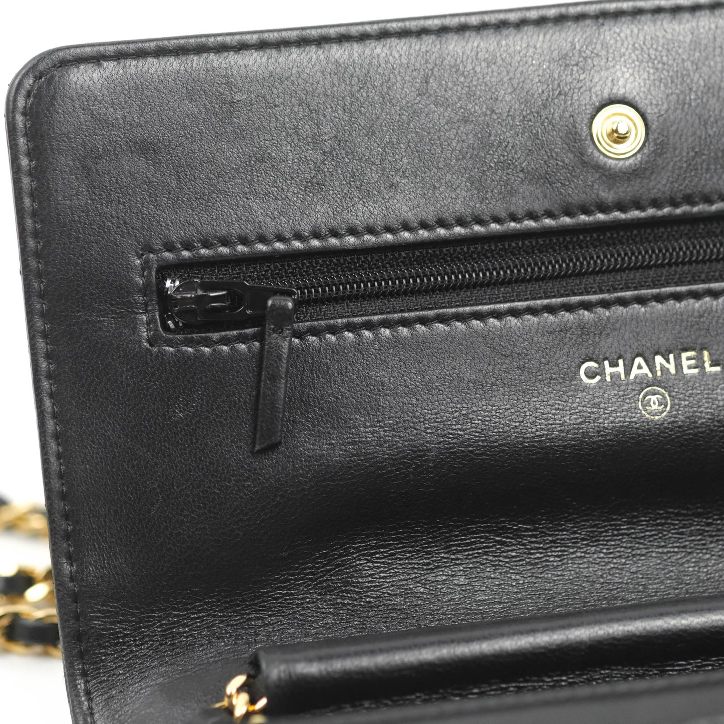 Chanel Quilted Classic WOC Black Lambskin Gold Hardware