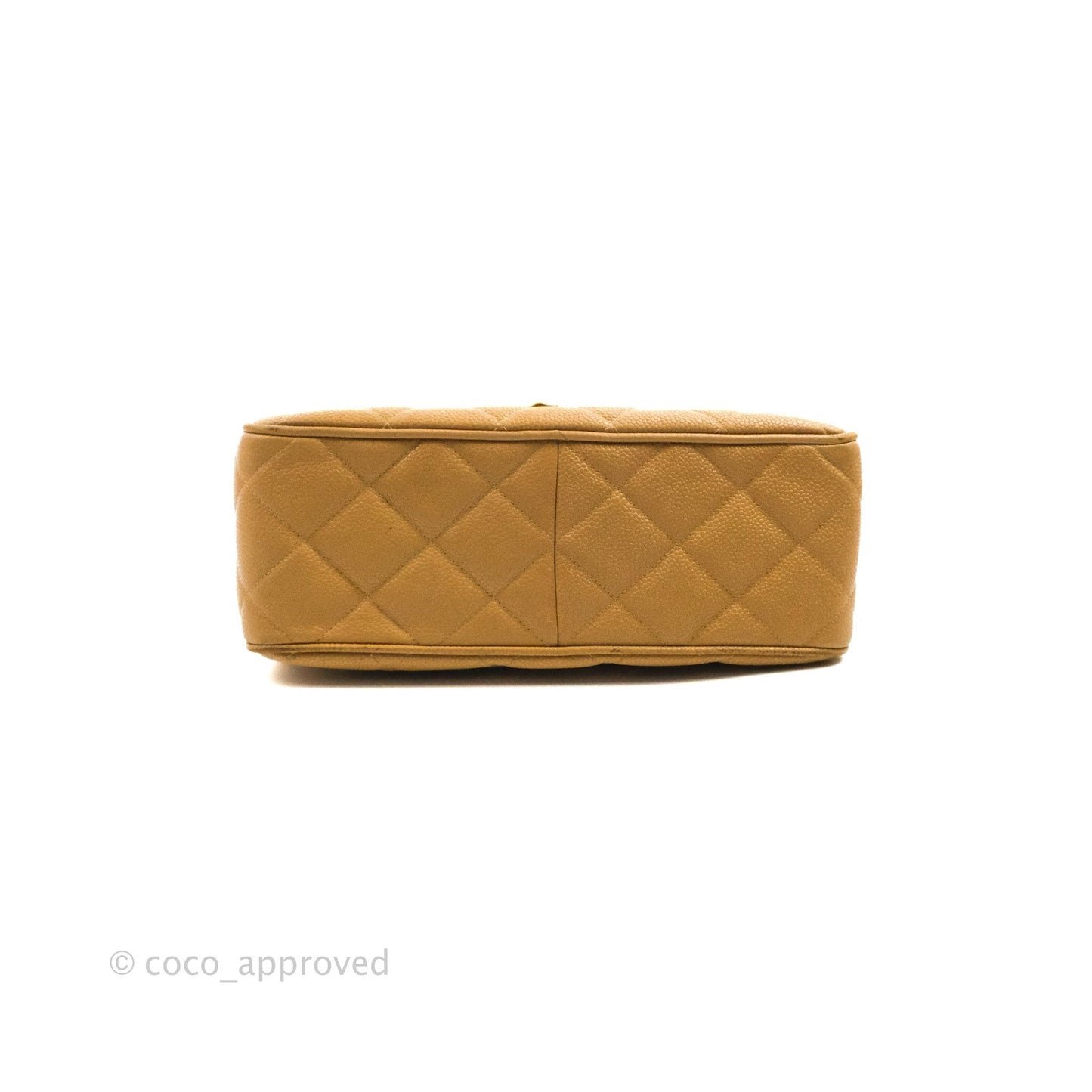 Chanel Vintage CC Large Square Flap Bag Beige Caviar 24K Gold Hardware
