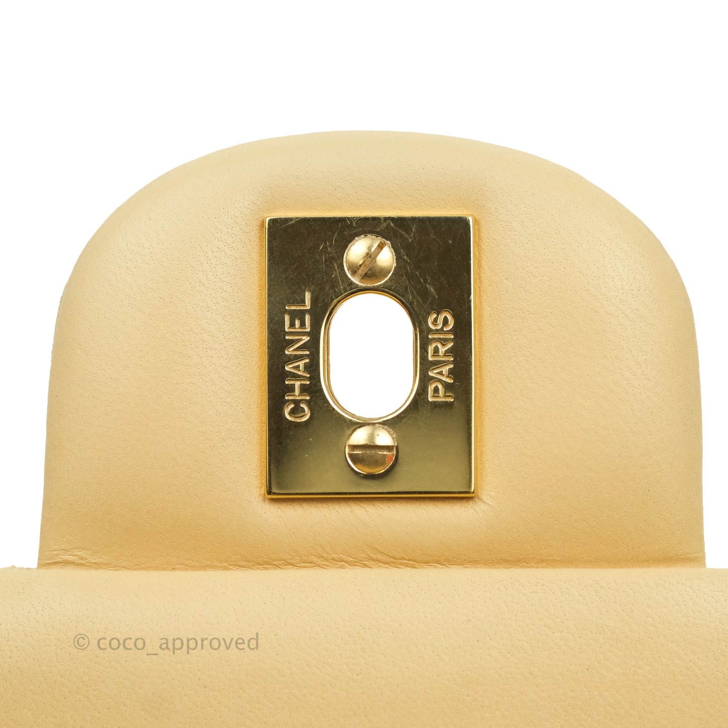 Chanel Classic M/L Medium Double Flap Beige Lambskin Gold Hardware Metal
