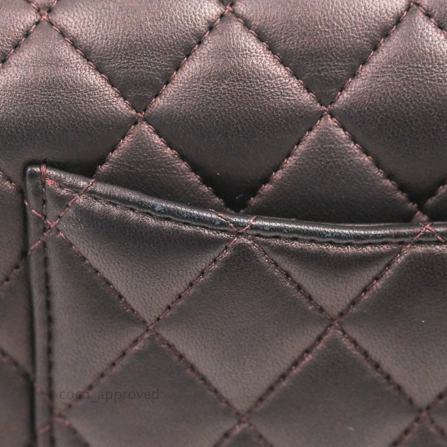 Chanel Top Handle Mini Rectangular Flap Bag Dark Purple Lambskin Gold Hardware