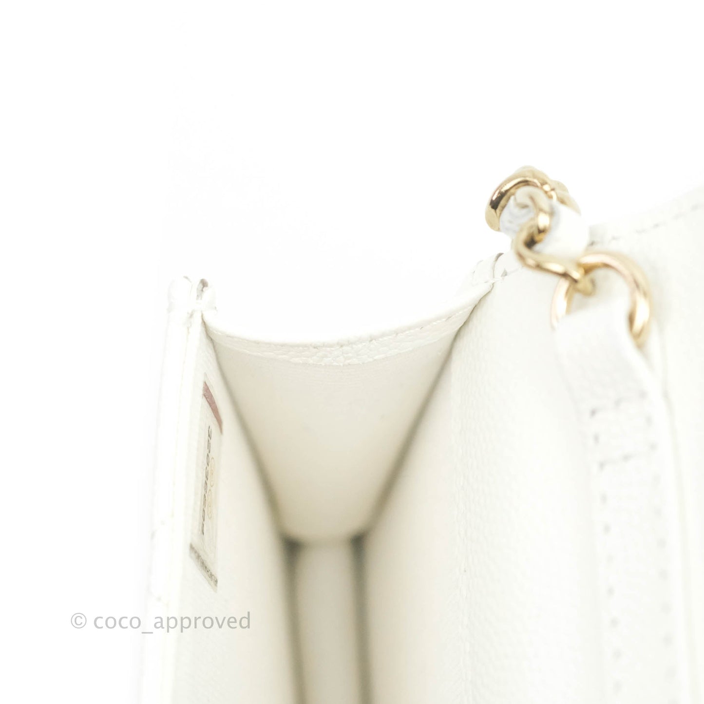 Chanel Mini Wallet With Chain White Caviar Gold Hardware