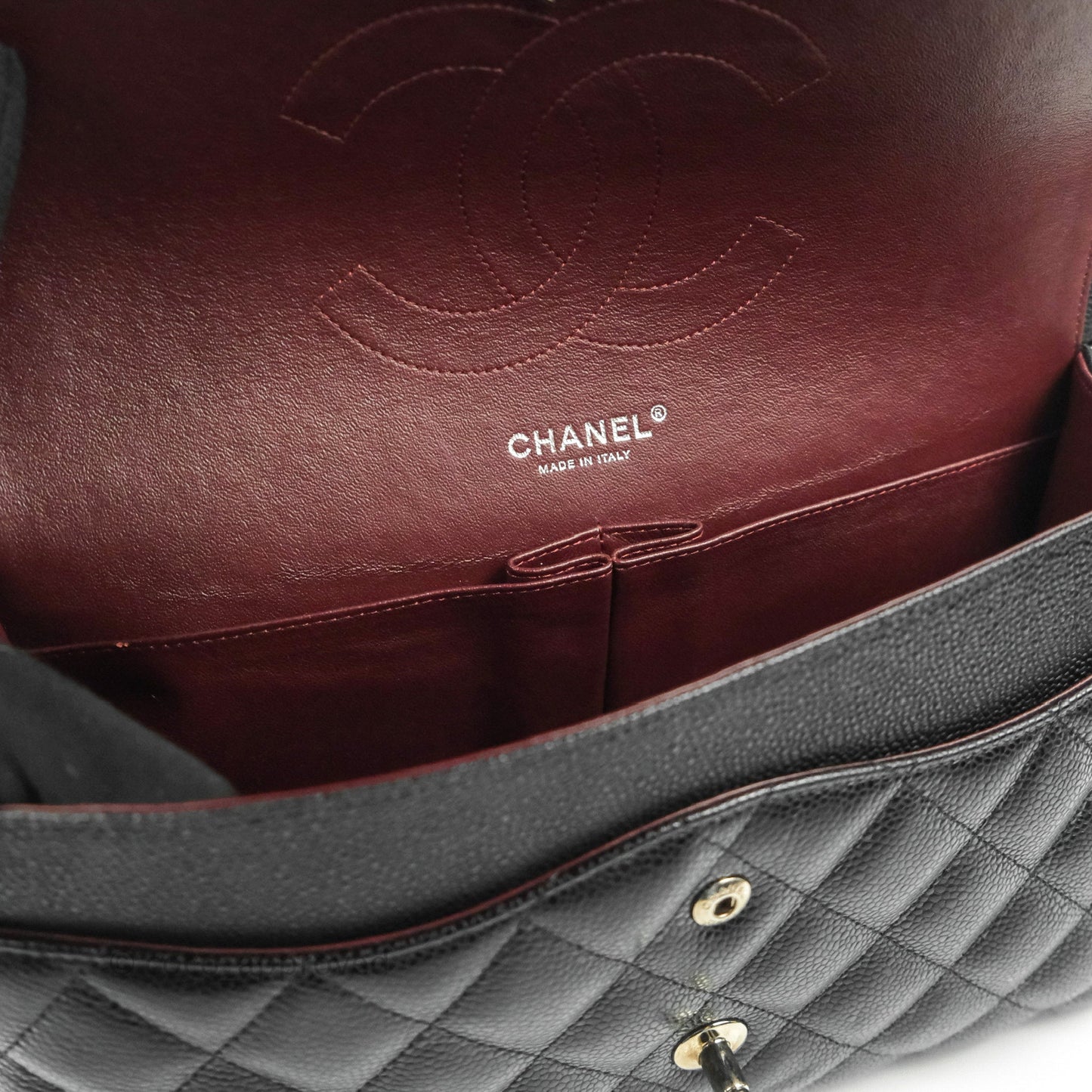 Chanel Jumbo Double Flap Black Caviar Silver Hardware⁣⁣