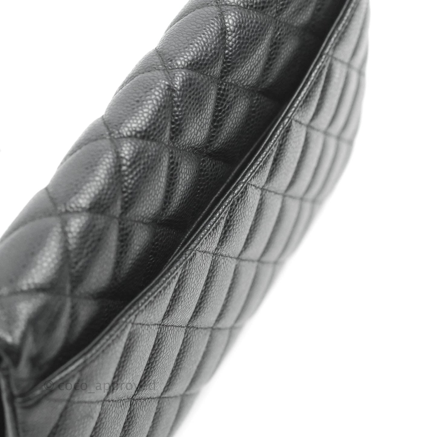 Chanel Quilted Clutch with Chain Black Caviar Silver Hardware