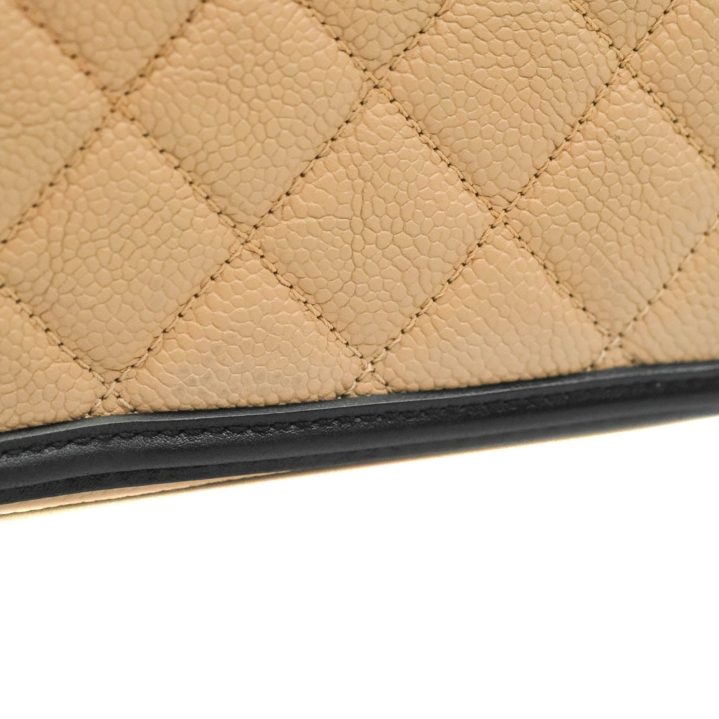 Chanel Quilted Medium CC Filigree Vanity Case Beige Caviar Gold Hardware