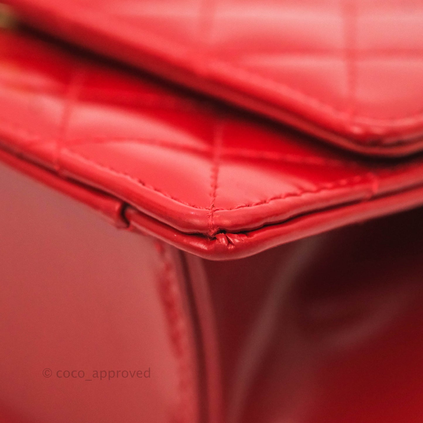 Chanel Flat Quilted Mini Flap Red Box Calfskin Gold Hardware