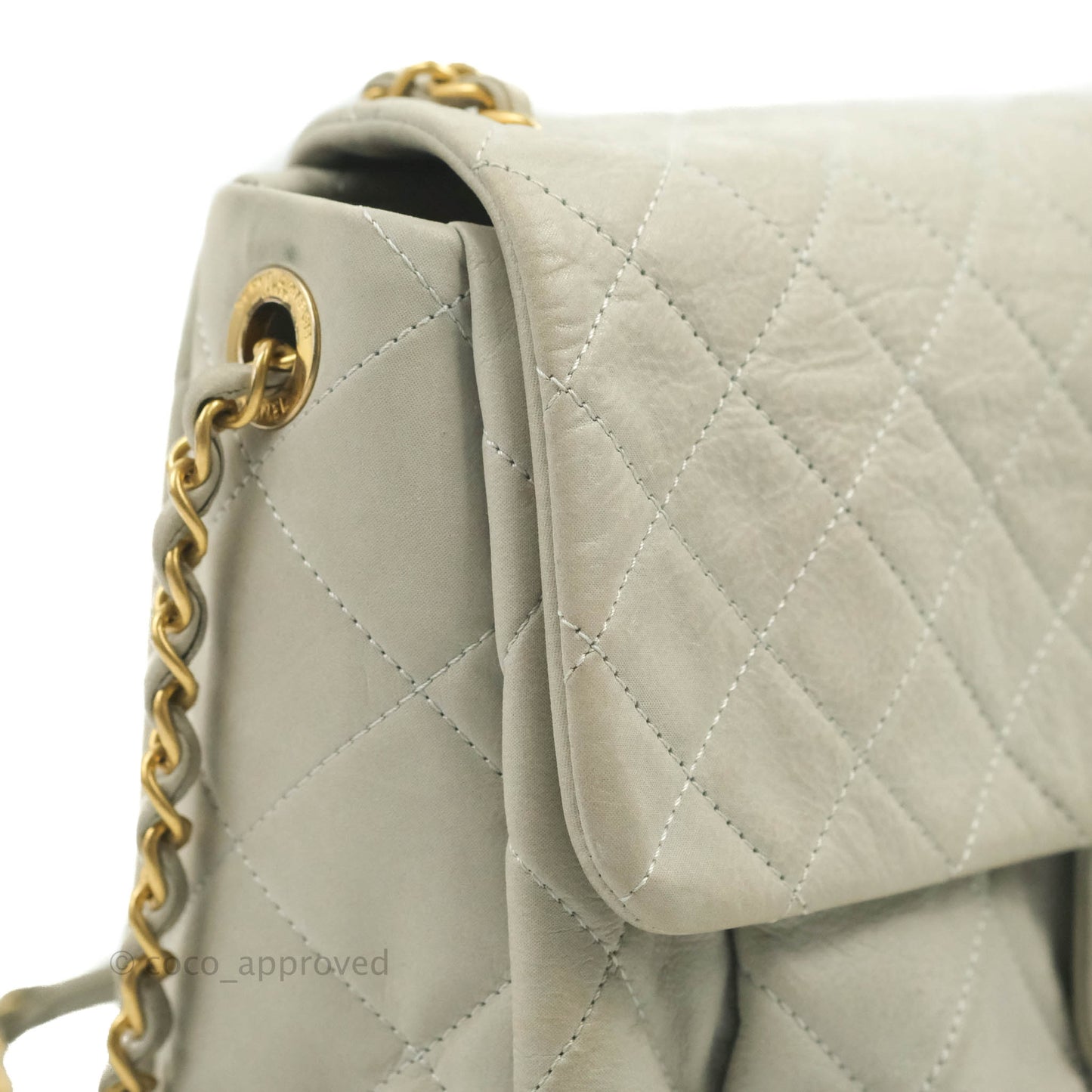 Chanel Iridescent Calfskin Quilted Chic Quilt Flap Grey Gold Hardware