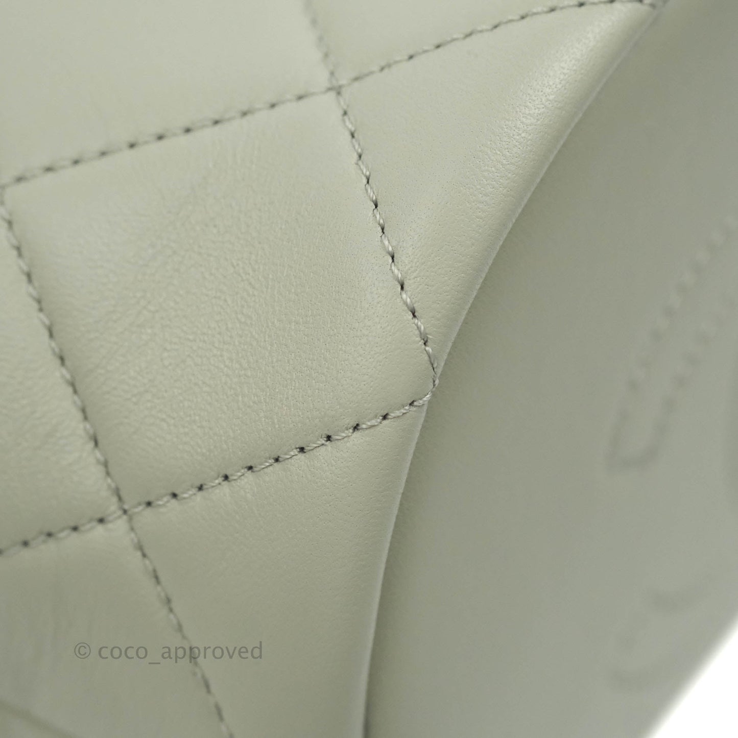 Chanel Quilted Drawstring Bucket Bag Grey Lambskin Gold Hardware 22C