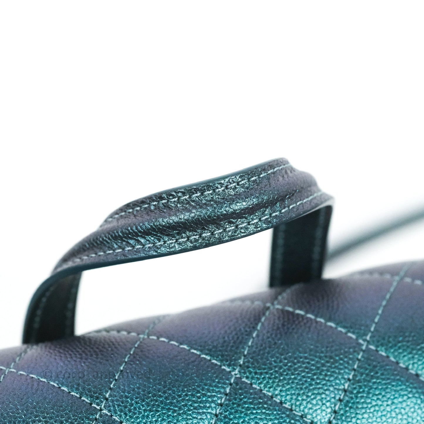 Chanel Quilted CC Filigree Backpack Caviar Iridescent Dark Turquoise Rainbow Hardware