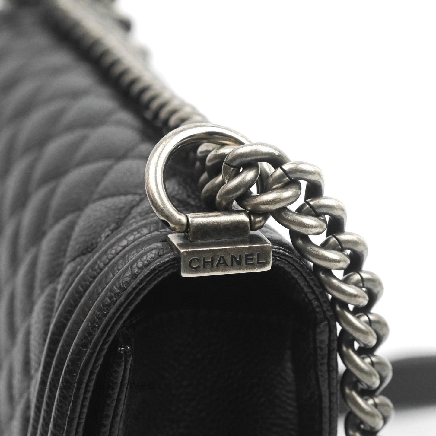 Chanel Quilted Medium Boy Black Caviar Ruthenium Hardware