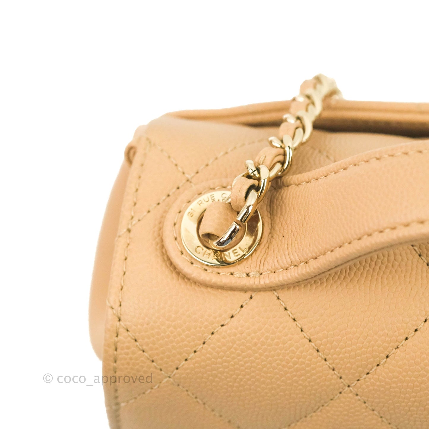 Chanel Quilted Small Business Affinity Flap Beige Caviar Gold Hardware