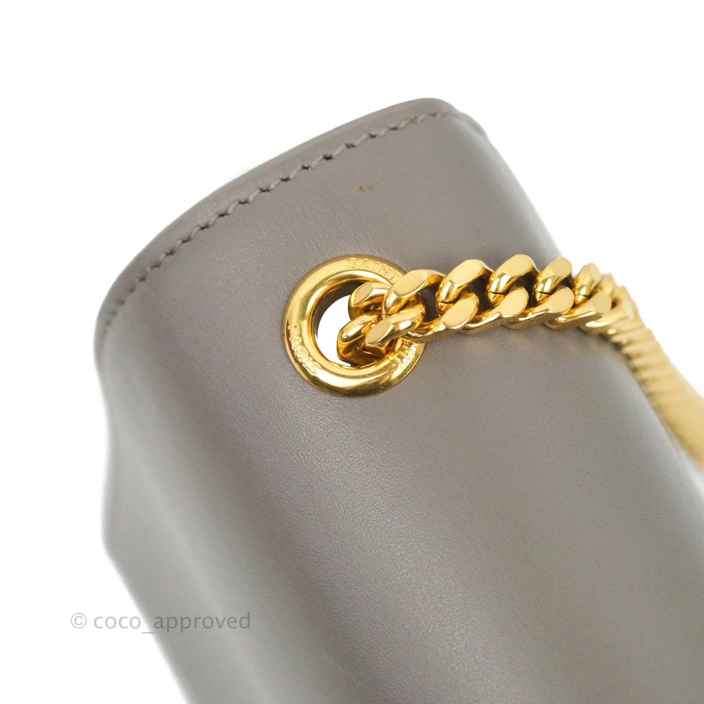 Saint Laurent Medium Kate Tassel Chain Bag Earth Grey Smooth Calfskin Gold Hardware