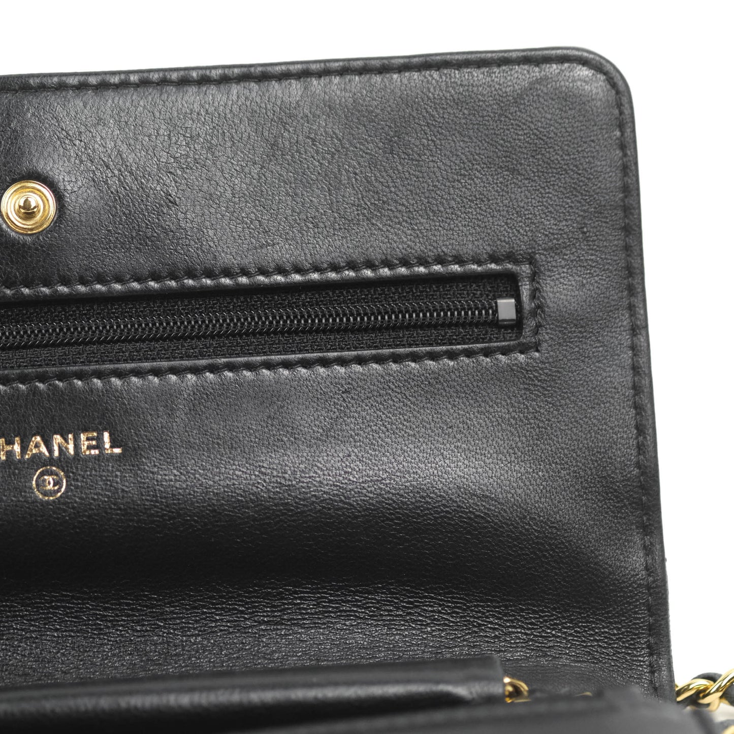 Chanel Quilted Classic WOC Black Lambskin Gold Hardware