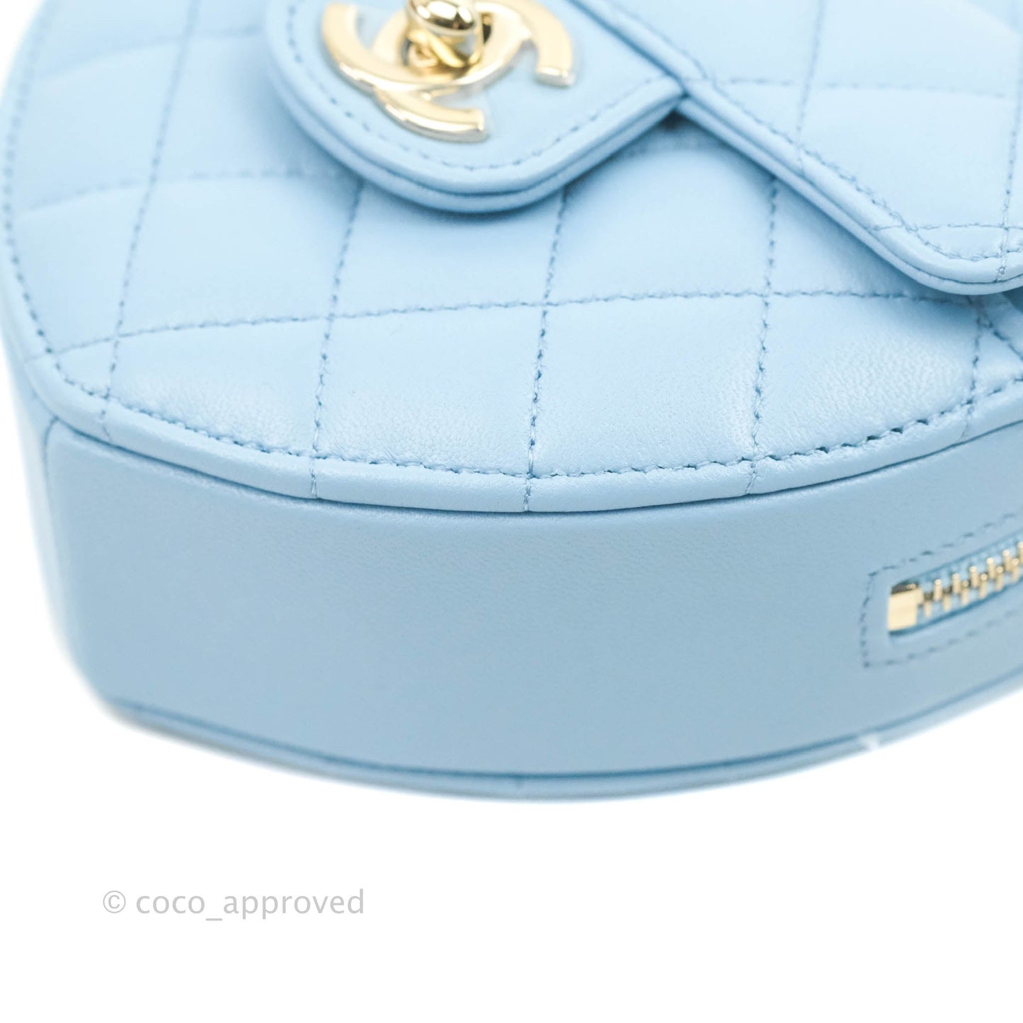 Chanel Small Heart Bag Blue Lambskin Gold Hardware 22S