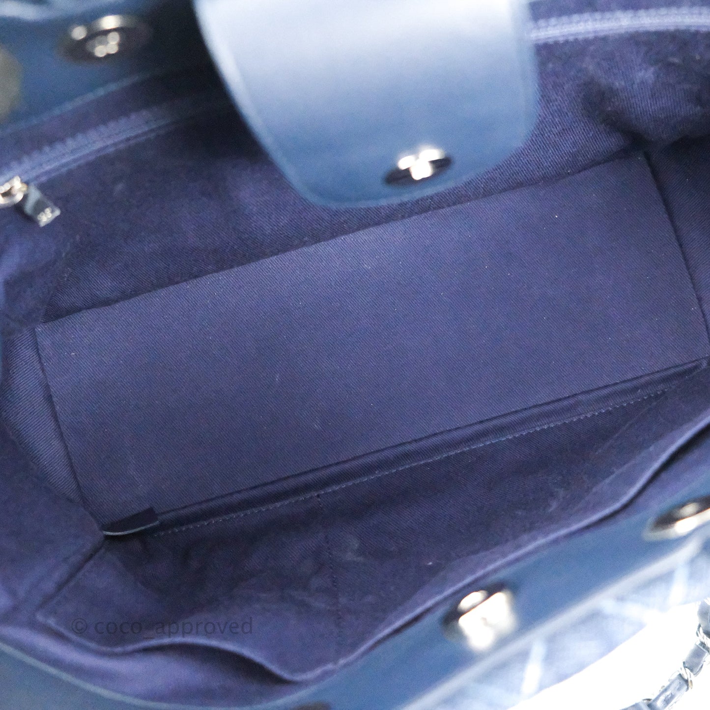 Chanel Quilted Medium Coco Handle Shopping Tote Denim Silver Hardware