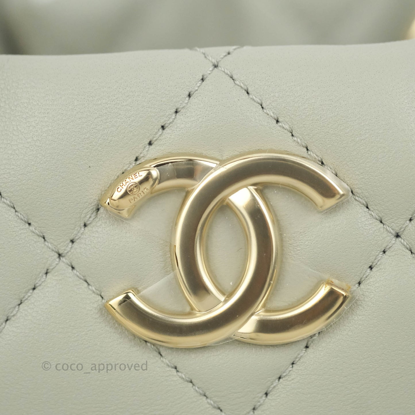 Chanel Quilted Drawstring Bucket Bag Grey Lambskin Gold Hardware 22C