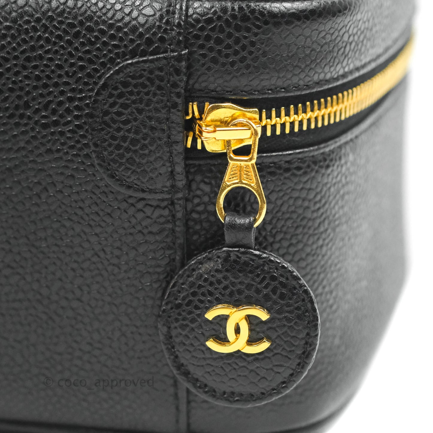 Chanel Vintage Vanity Case Black Caviar Gold Hardware