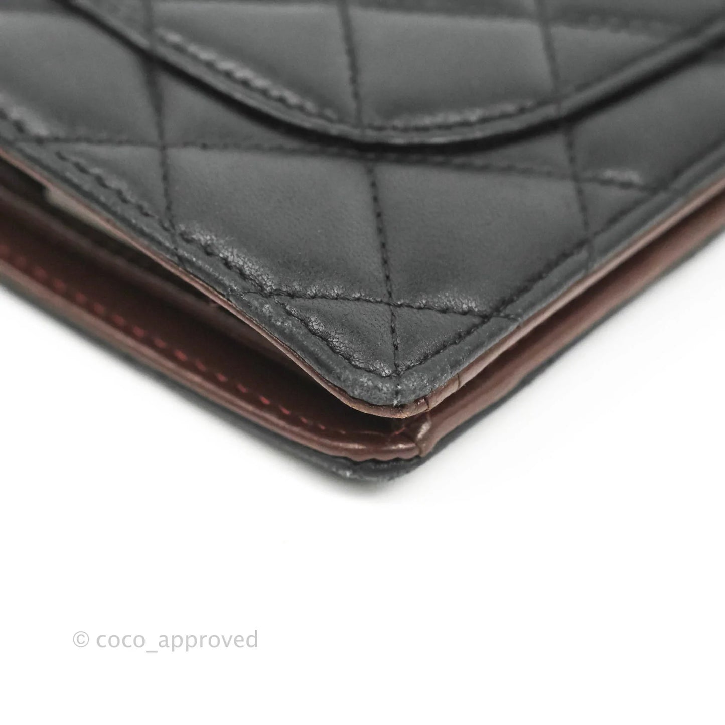 Chanel Quilted Long Wallet Black Lambskin Silver Hardware