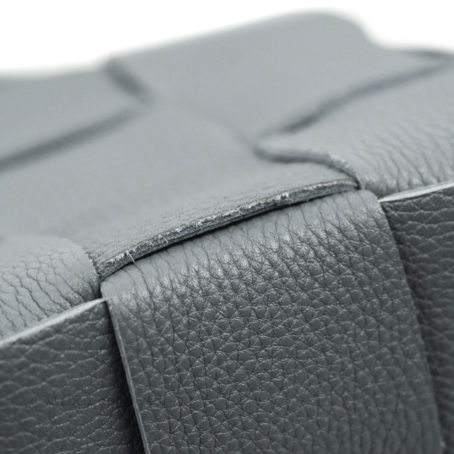 Bottega Veneta Cassette Shoulder Bag Intreccio Thunder Grey Grained Calfskin Gold Hardware