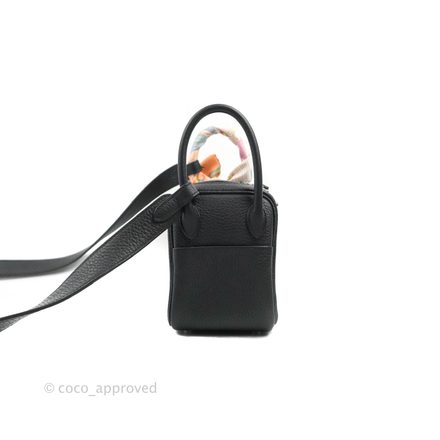 Hermès Mini Lindy 20 Taurillon Clemence Black Palladium Hardware With Twilly