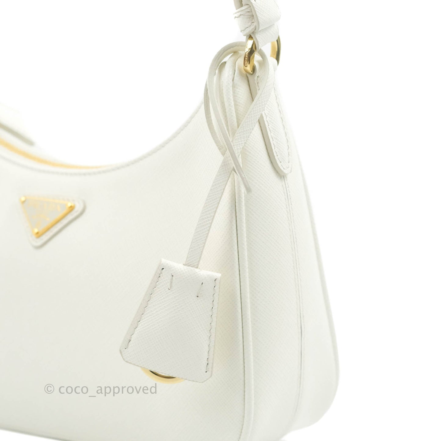 Prada Saffiano Leather Mini Bag White Gold Hardware